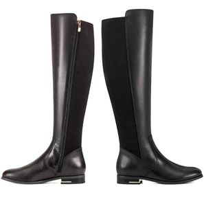 Nine West Womens Levi Riding Boots Black Leather Knee High 9.5M